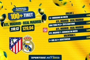 AdmiralBet 100+ tiket - U "Madrilenju" uvek kuva, Atletiko i Real za kvotu 130!